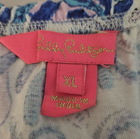 Lilly Pulitzer Loro Mini Dress Baha Blue Bird Ruffle Tank Straps Tiered Hem XL - Picture 9 of 11